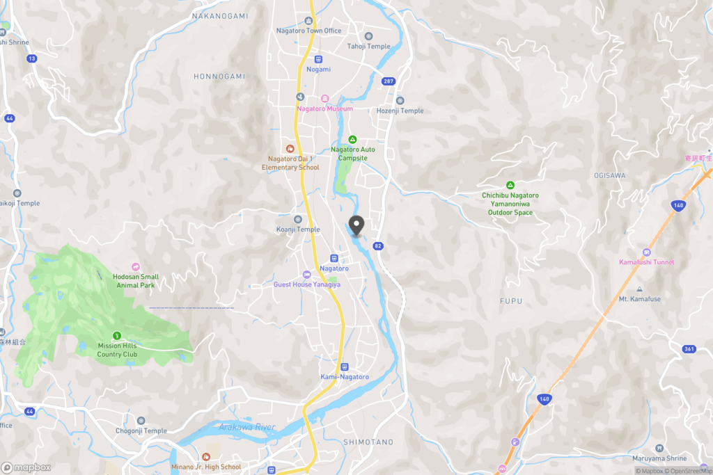 Map showing the location of Nagatoro and the Iwadatami Rock Terraces in Saitama Prefecture
