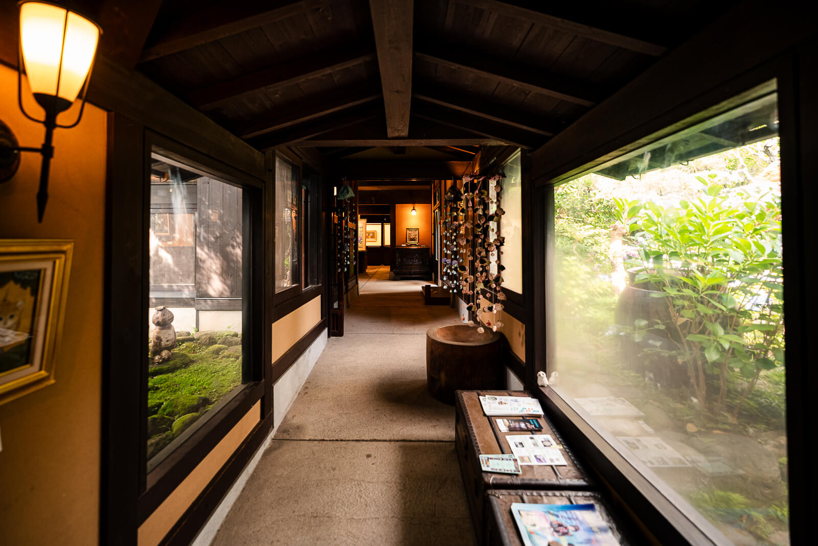 Traditional wooden corridor inside the Kitakamakura Old Folk House Museum