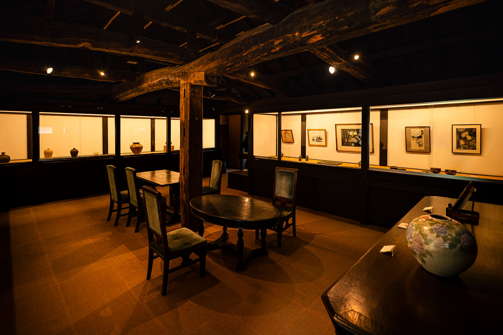Traditional interior room inside the Kitakamakura Old Folk House Museum in Kamakura