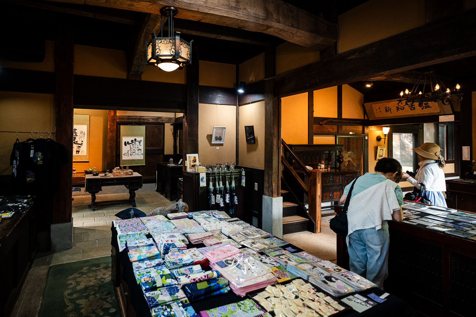 Gift shop inside the Kitakamakura Old Folk House Museum featuring locally crafted artwork