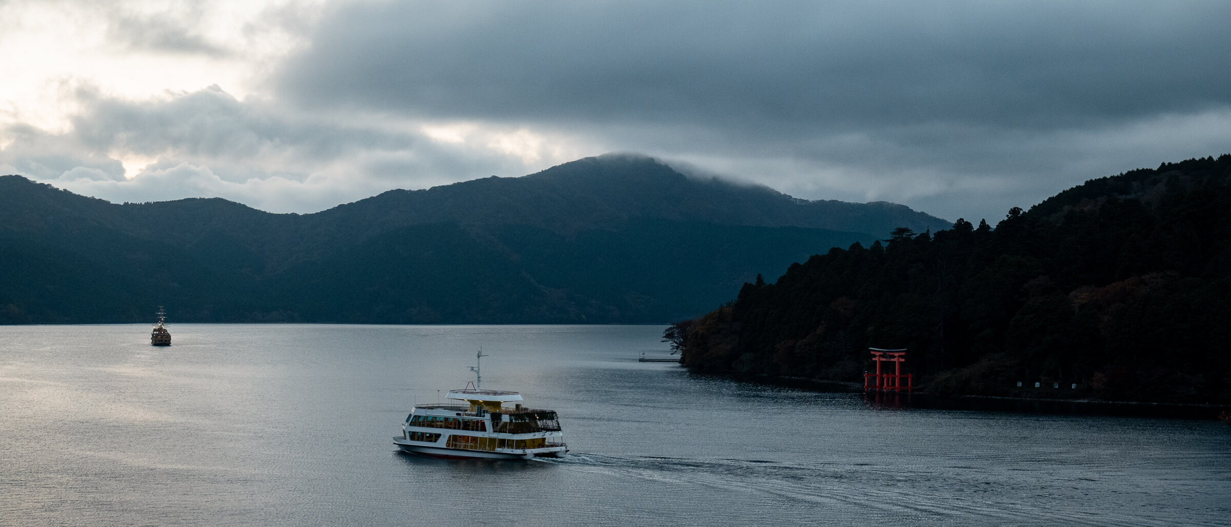 Elevated view from Narukawa Art Museum overlooking Lake Ashi in Hakone