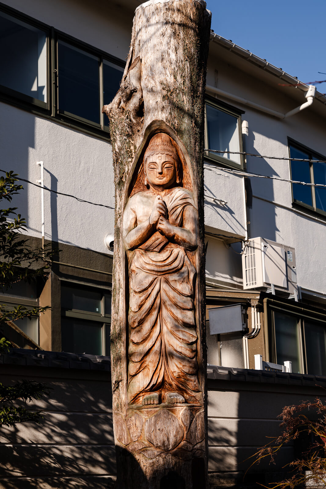 Wooden Buddhist statue carving at Onsen-ji Temple, Atami, Shizuoka