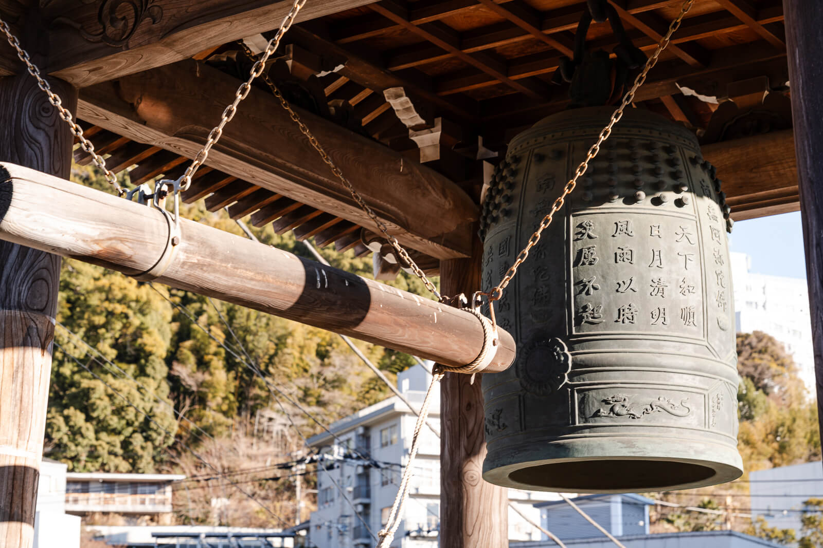 Stone staircase rising from the road to Seigon-in Temple