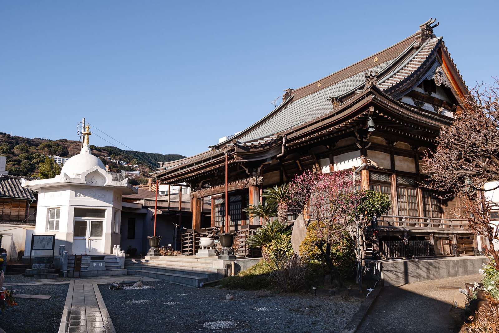 Main hall of Seigon-in Temple set into Atami’s hillside slope