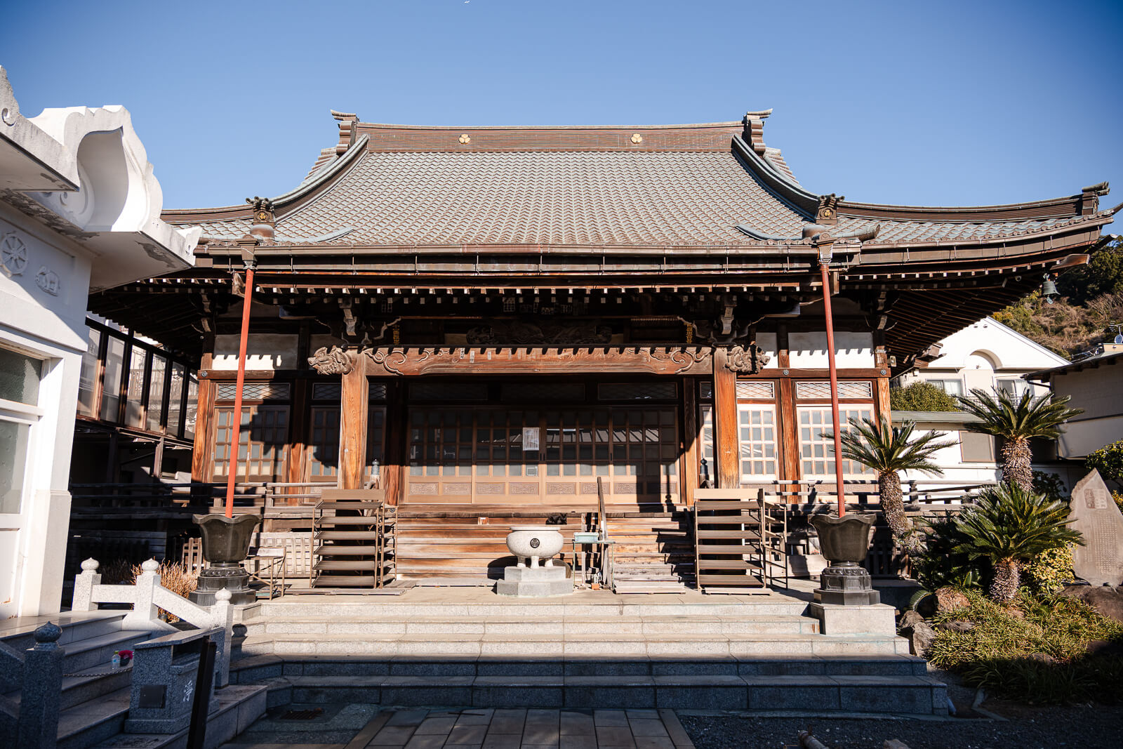 Main hall of Seigon-in Temple set into Atami’s hillside slope