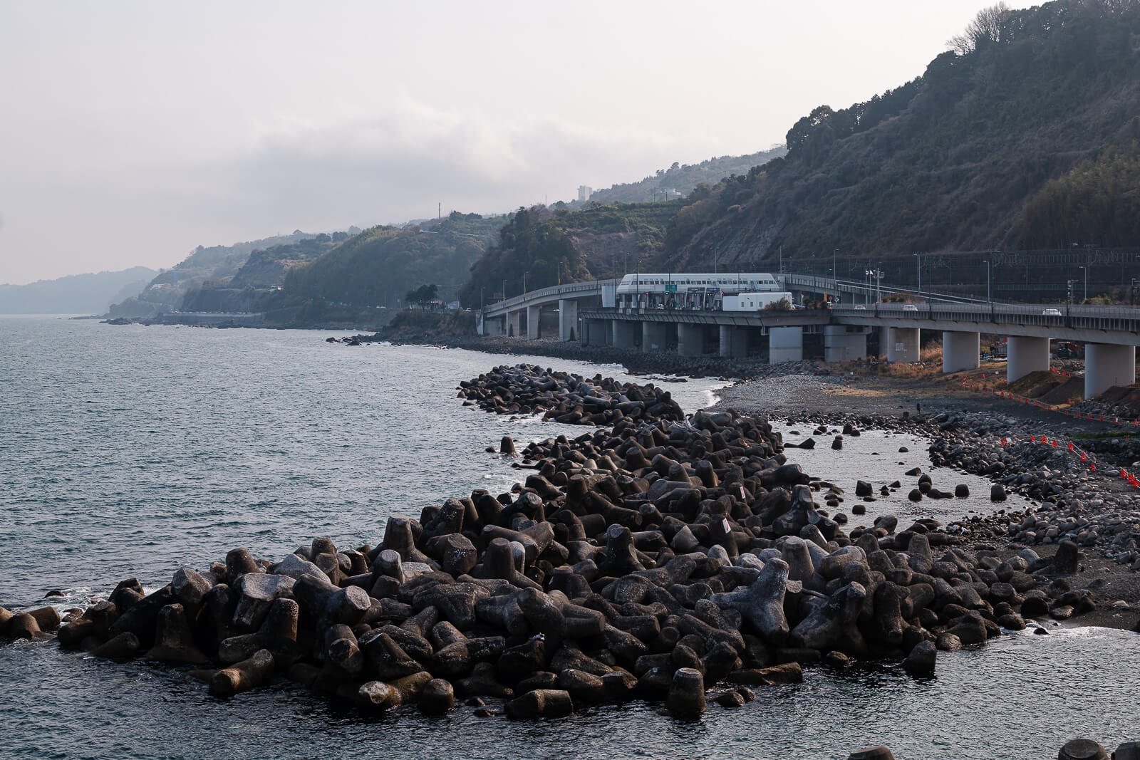 Rocky coastline near TOTOCO Odawara along Sagami Bay