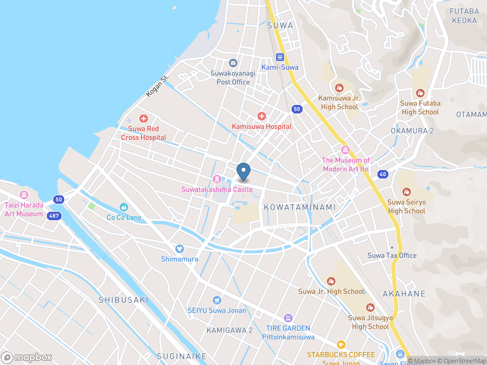 Takashima Castle Map Area of Suwa Nagano