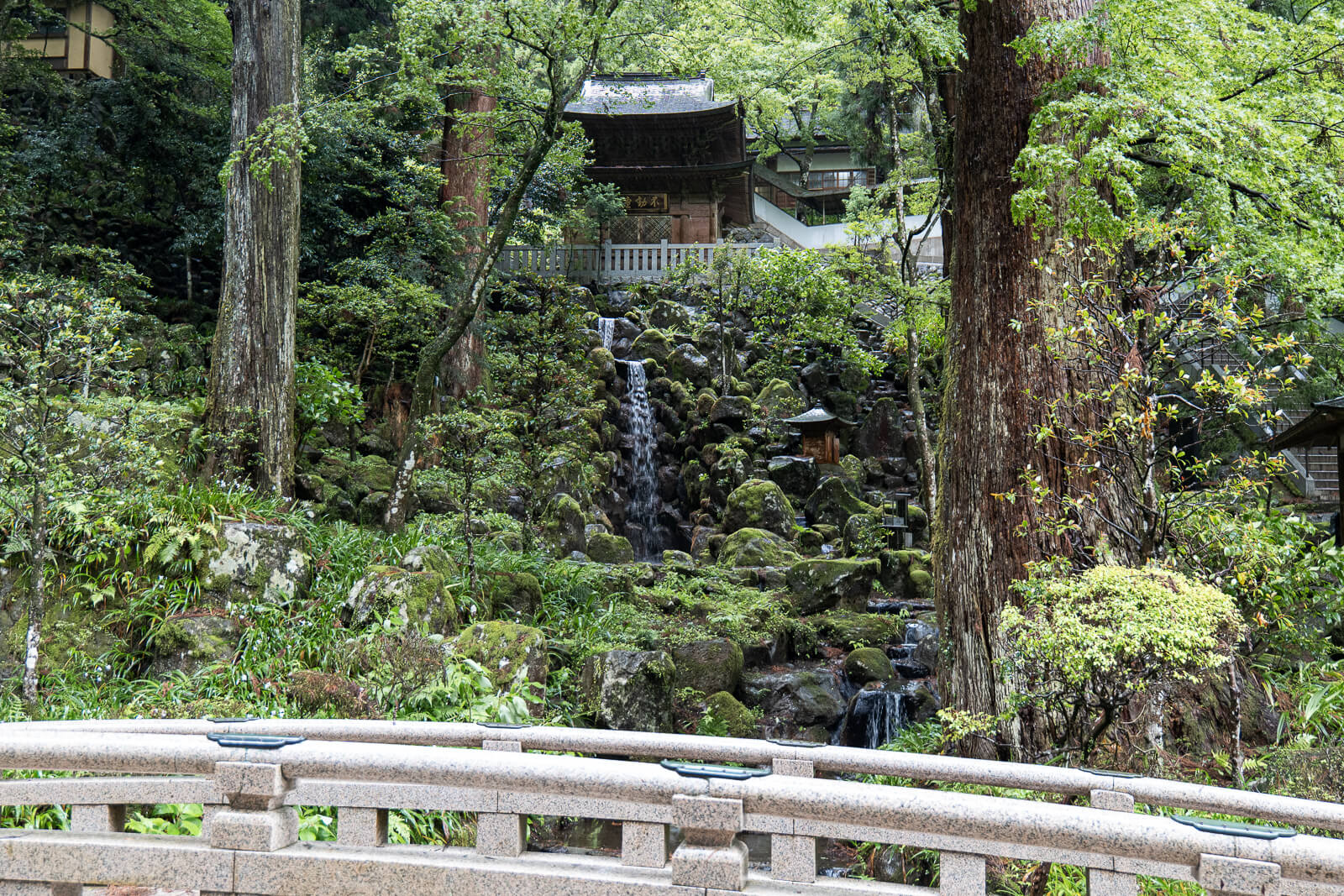 waterfall near the upper hall at Daiyuzan Temple