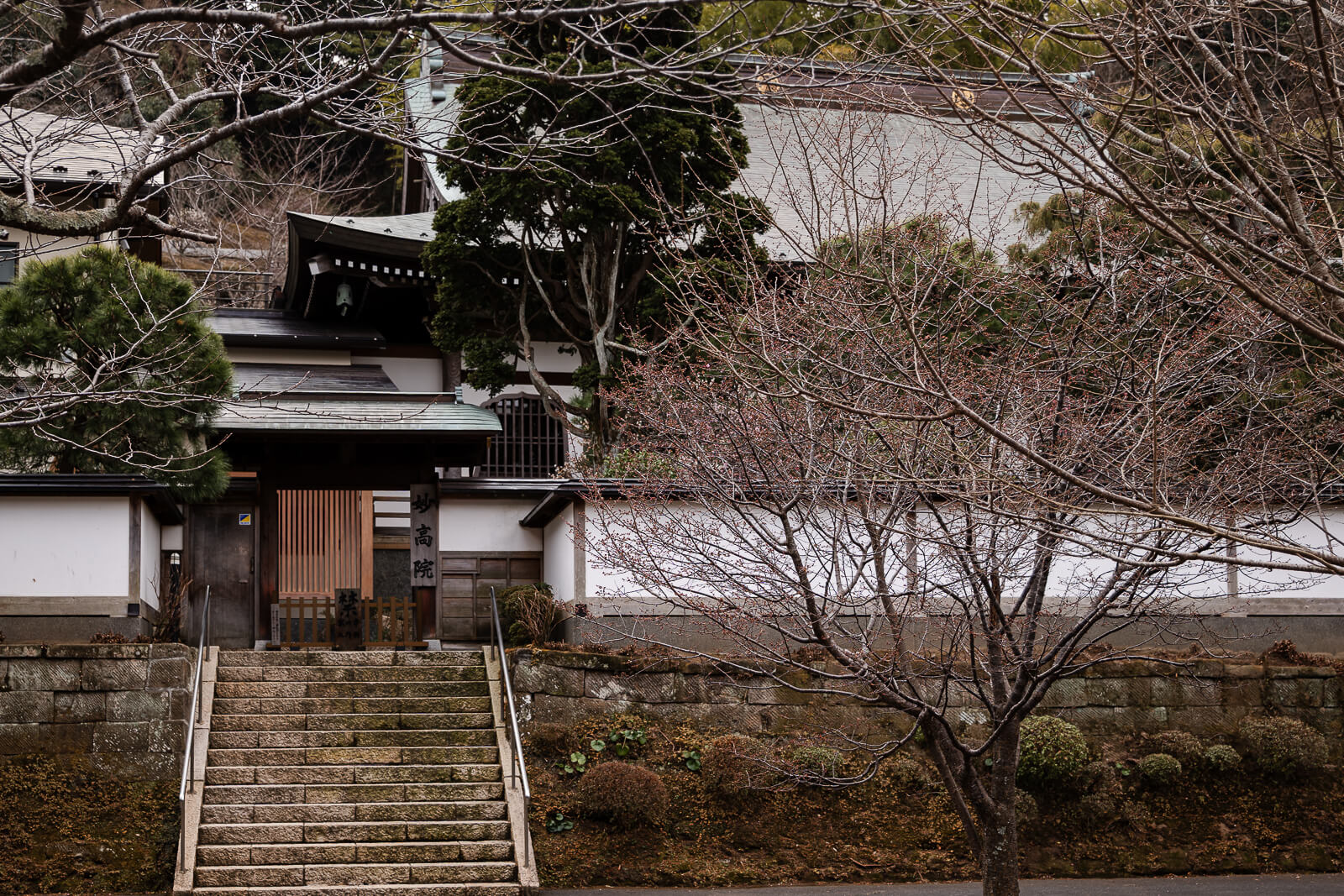 Stone steps leading into the Myoko-in precinct within the Kencho-ji complex