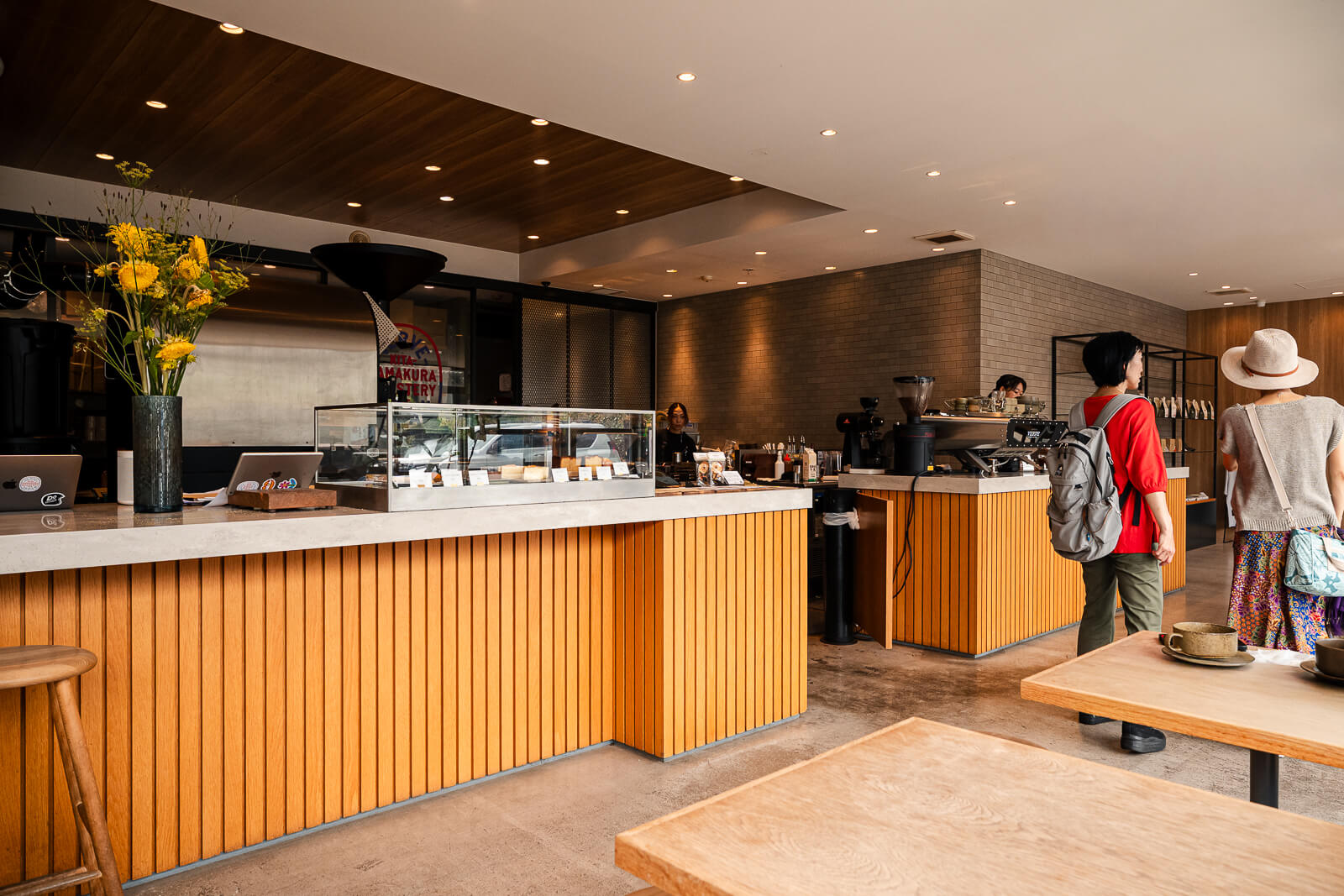 Front counter and open café interior at Verve Coffee Roasters in Kita-Kamakura