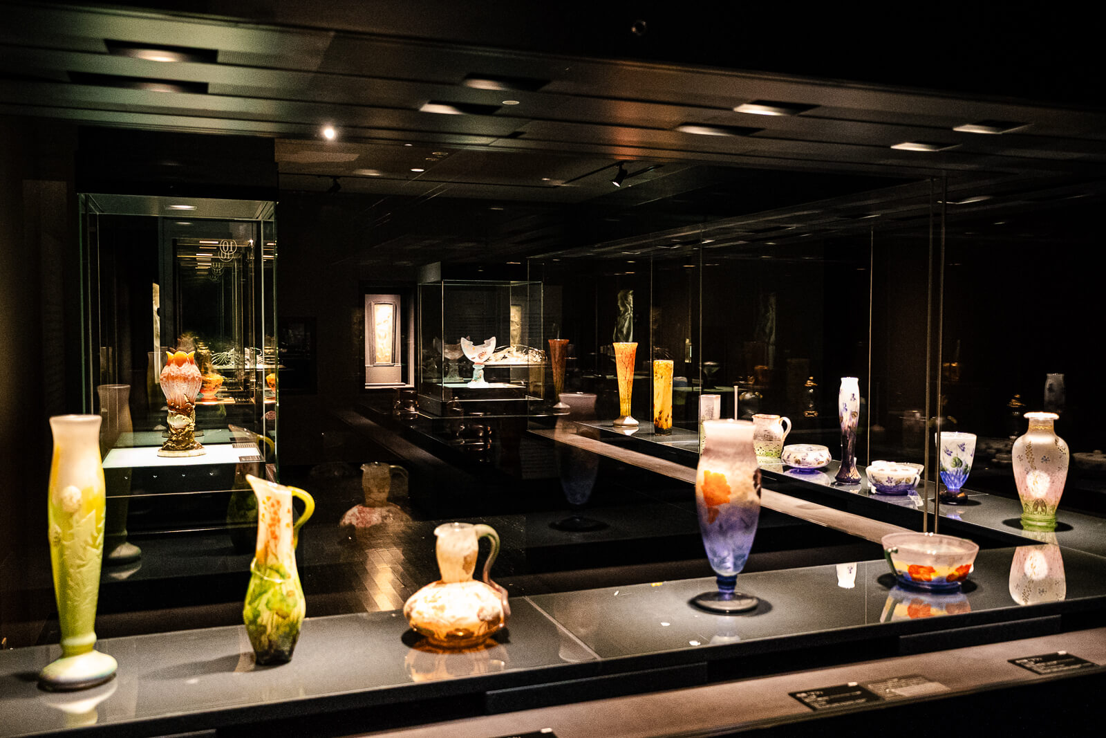 Art Nouveau glass collection displayed inside Kitazawa Museum of Art