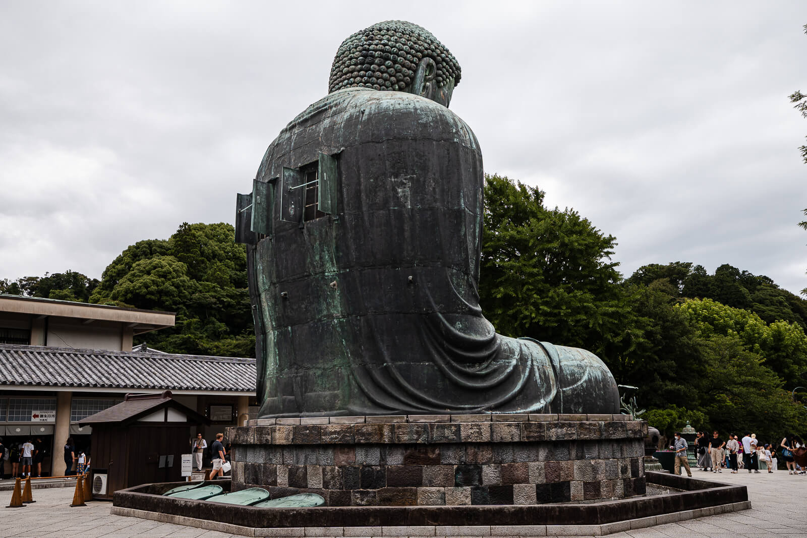 Rear view of the Great Buddha at Kōtoku-in Temple in Kamakura