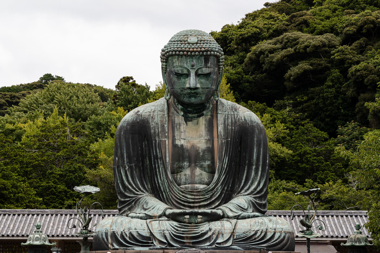 Close view of the Great Buddha's face at Kōtoku-in Temple