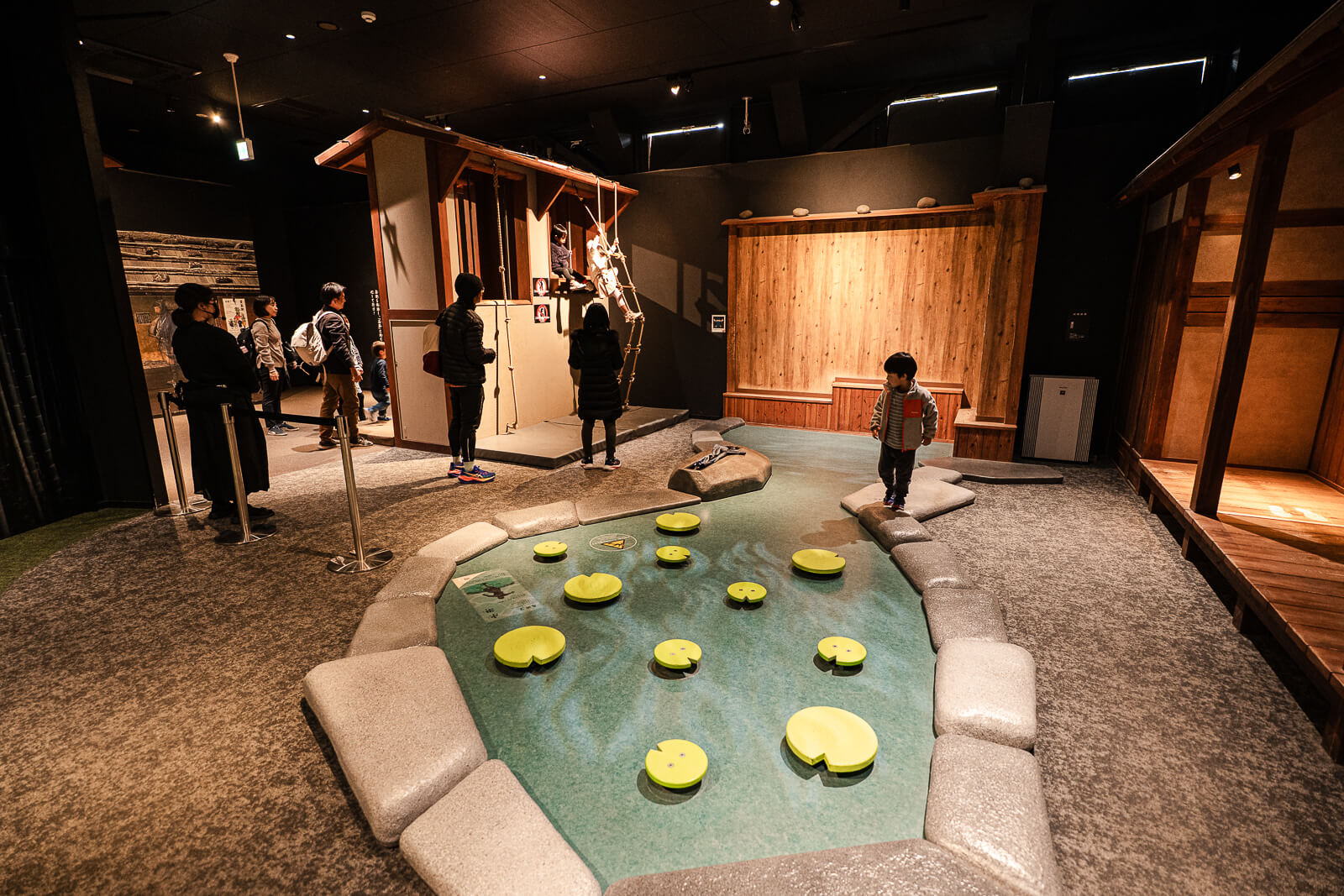 tepping stone balance activity area inside Odawara Castle Ninja Museum