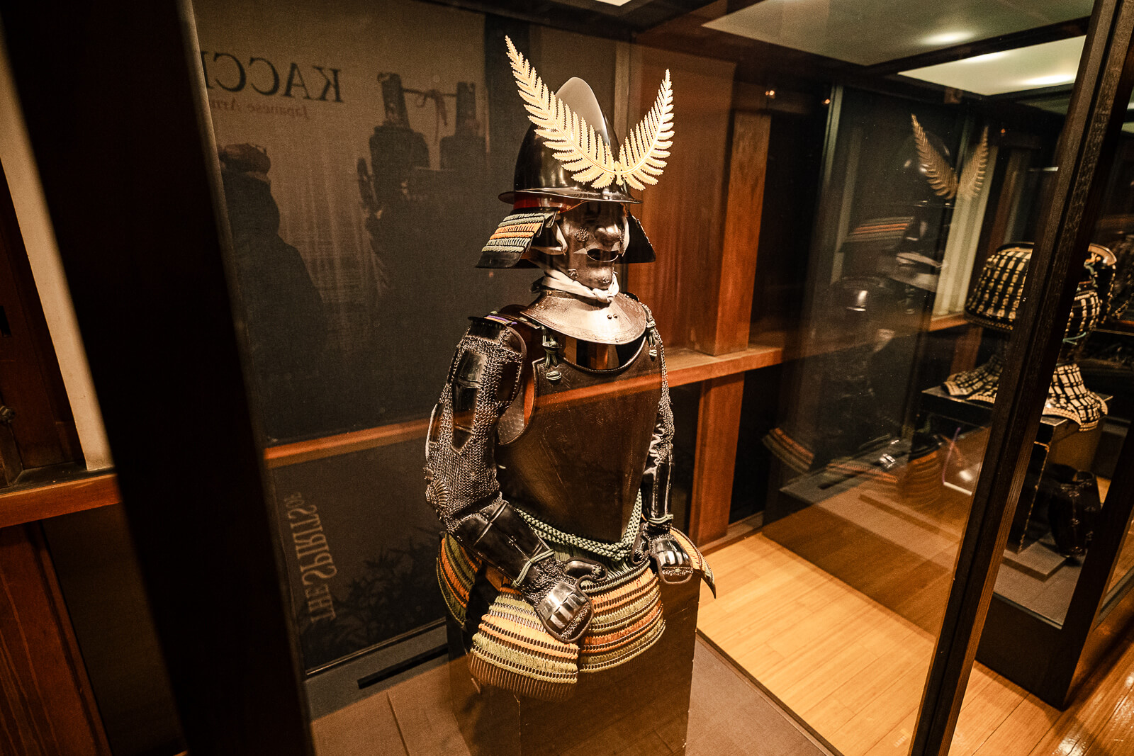 Samurai armor display inside Samurai Museum at Odawara Castle near entrance