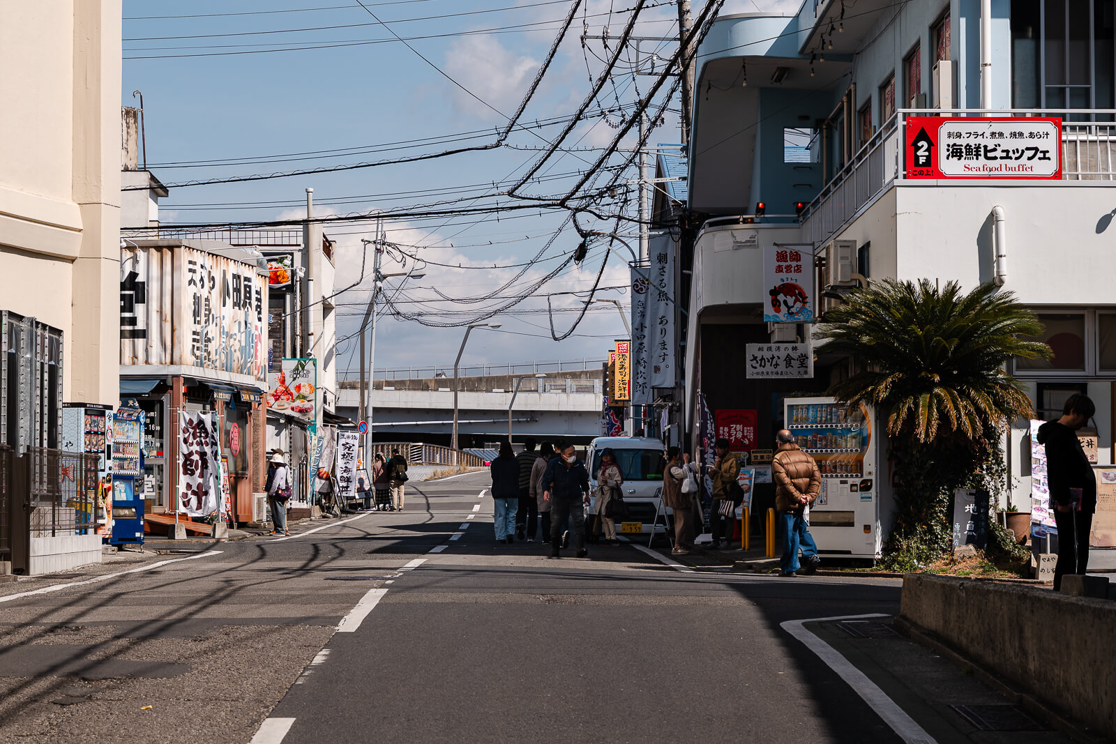 Odawara fishing port street leading toward Hayakawa coastal area