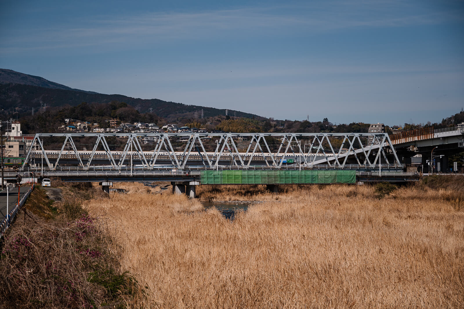 Hayakawa Bridge and riverbank approaching Odawara Fishing Port