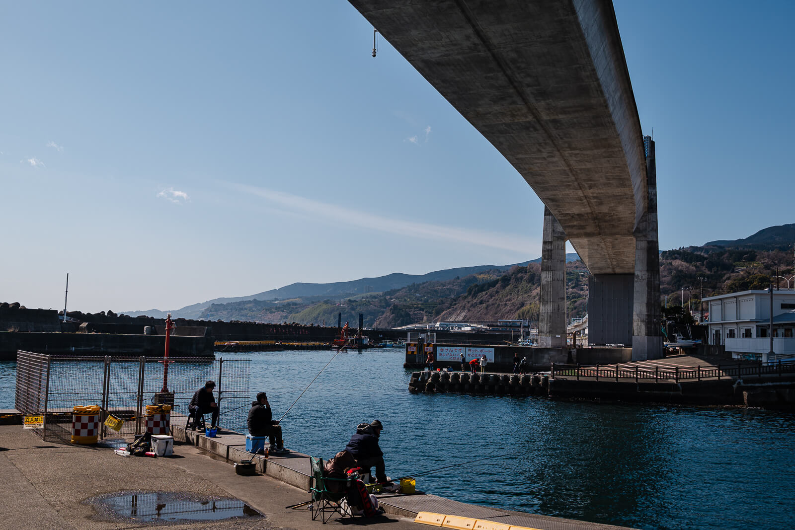 harbor view beneath elevated roadway at Odawara Fishing Port