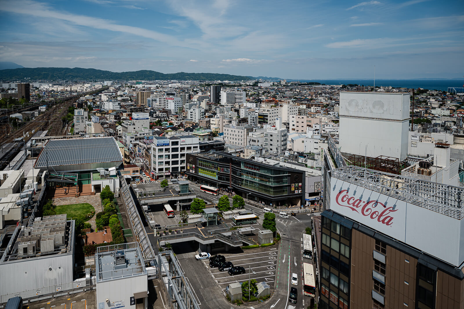 Central Odawara and the station area viewed from Minaka Odawara