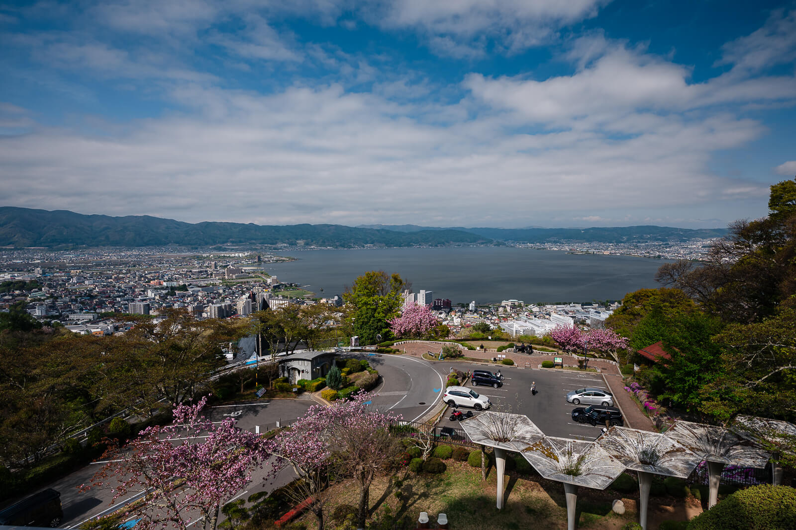 Panoramic view of Lake Suwa basin from Tateishi Park above Kamisuwa